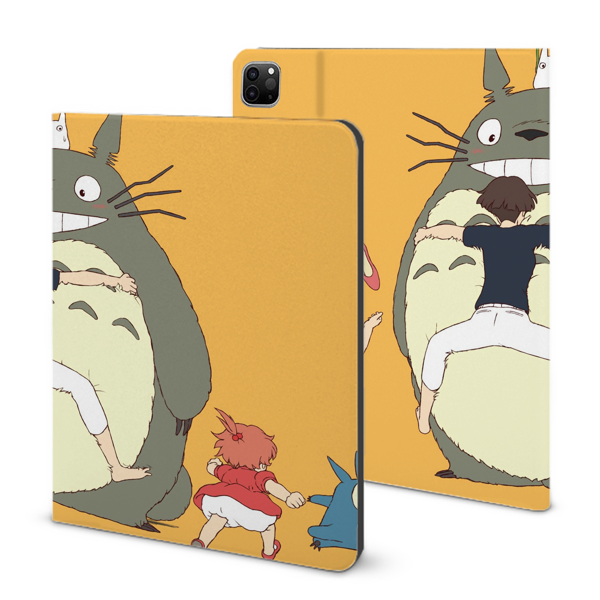 （画像用） となりのトトロ 草壁メイ 草壁サツキ My Neighbor Totoro Satsuki Kusakabe Mei Kusakabe IPad ケース ブック型 PUレザー TPU 耐衝撃 軽量 薄型 ペン収納なし 全面保護 IPad 各モデル対応